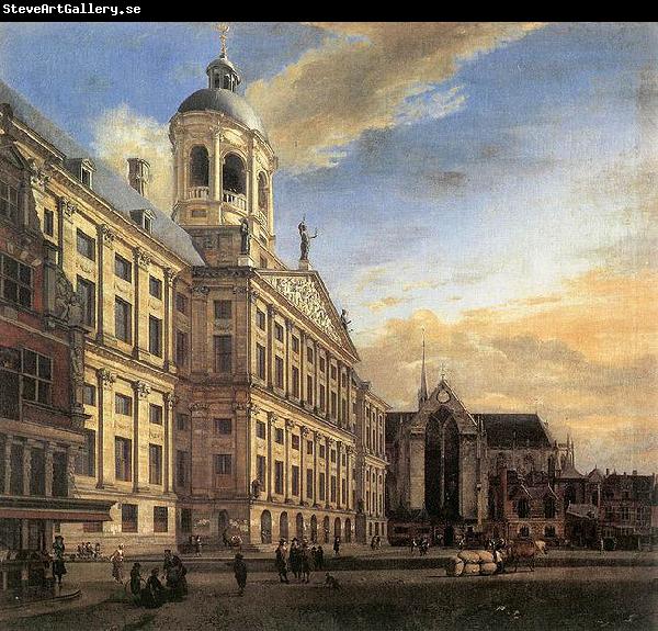 Jan van der Heyden Amsterdam, Dam Square with the Town Hall and the Nieuwe Kerk